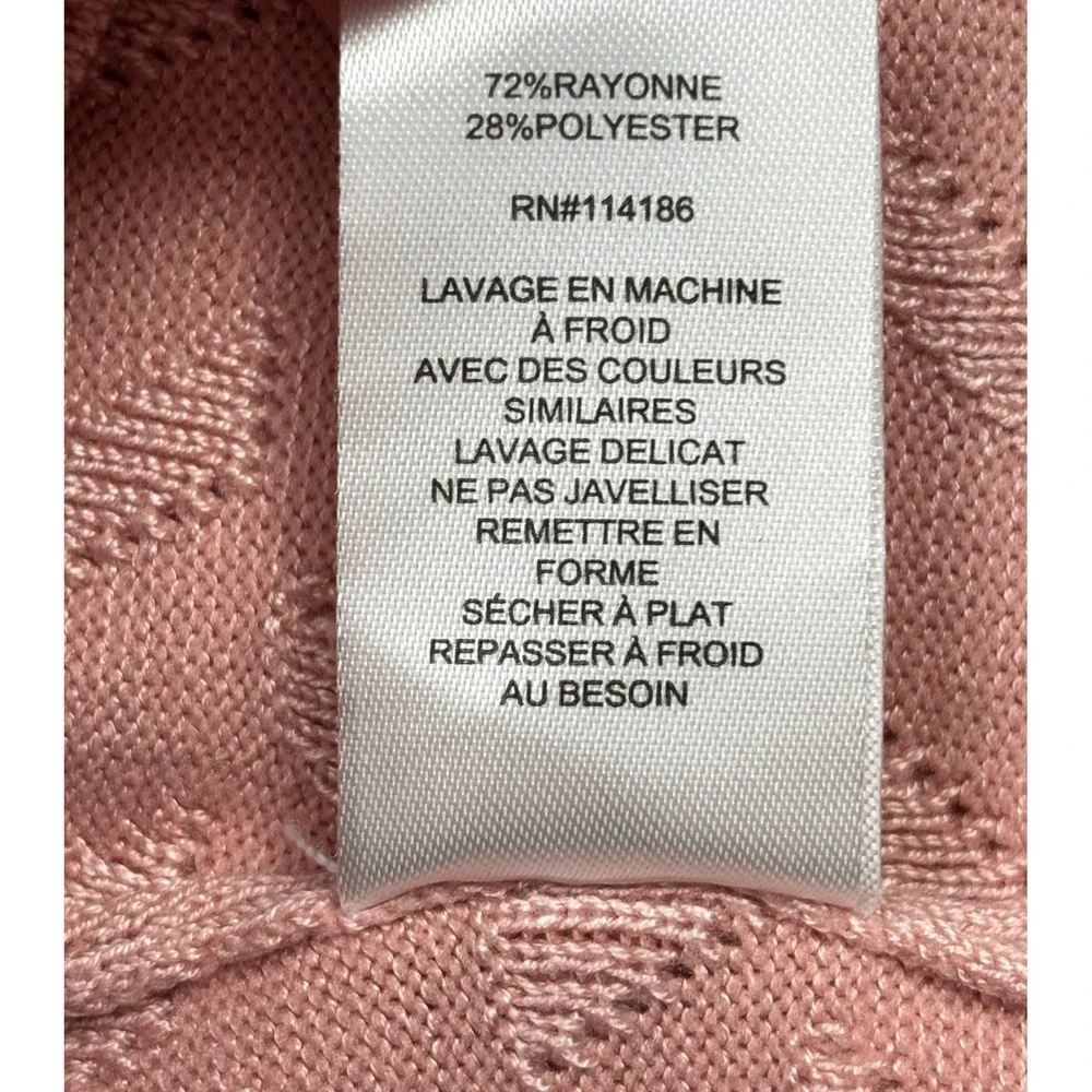Retrology Pink Textured Knit Mock Neck Ruffle‎ Sweater Large Long Sleeve Top